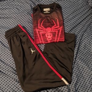 Sweatpants and Spiderman t-shirt set